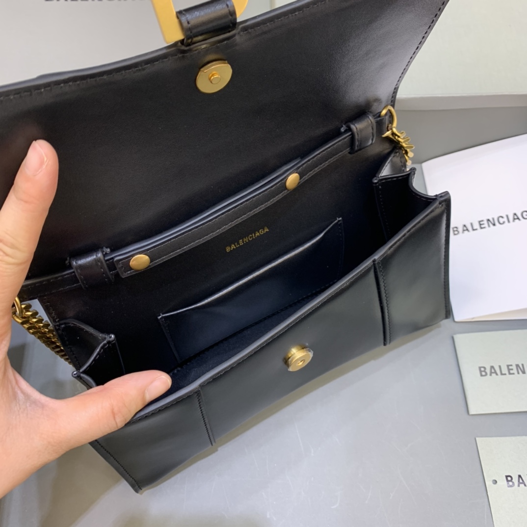 Balenciaga Big Hourglass Wallet With Chain Shoulder Bag Black